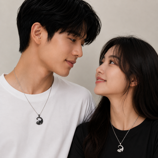 Cat Pendant Stainless Steel Couple Necklaces