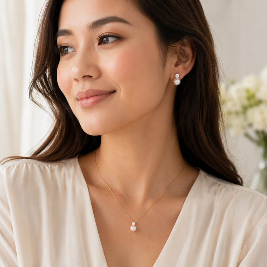 Lustrous Whisper Pearl Necklace – Timeless Elegance for Her Special Day