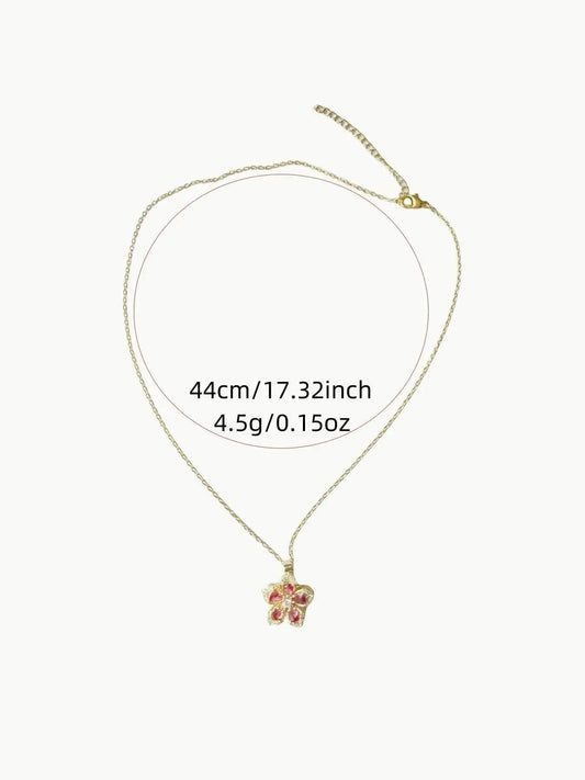 Rhinestone Flower Pendant Necklace